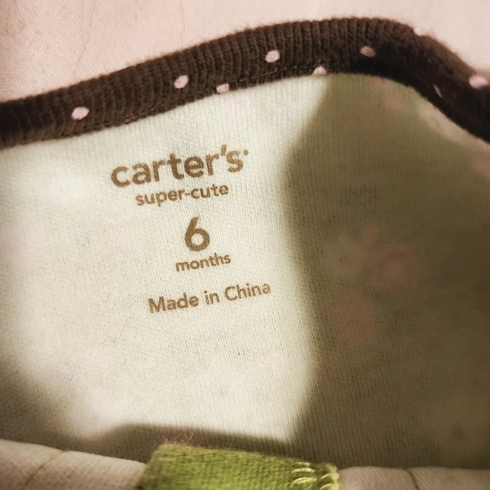 Carter's Super-Cute Avocado Green Floral Short Sleeve One Piece Infant 6 Months